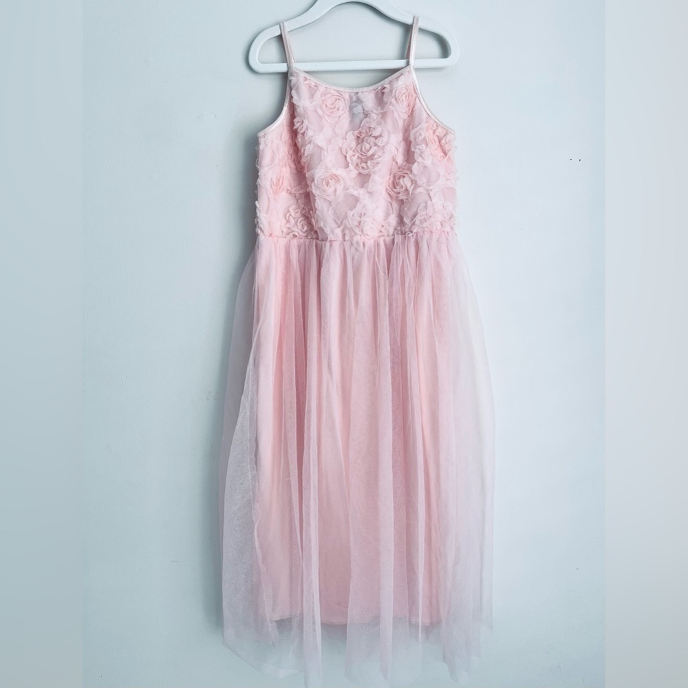 Zunie girls pink flower tulle ballerina twirl dress 12